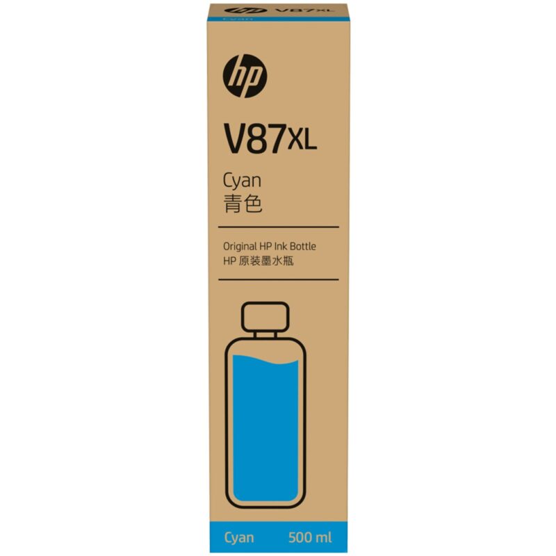 Garrafa Tinta Plotter HP V87XXL 7FN95A Cyan 500ML  Plotter Smart Tank HP T858/T958